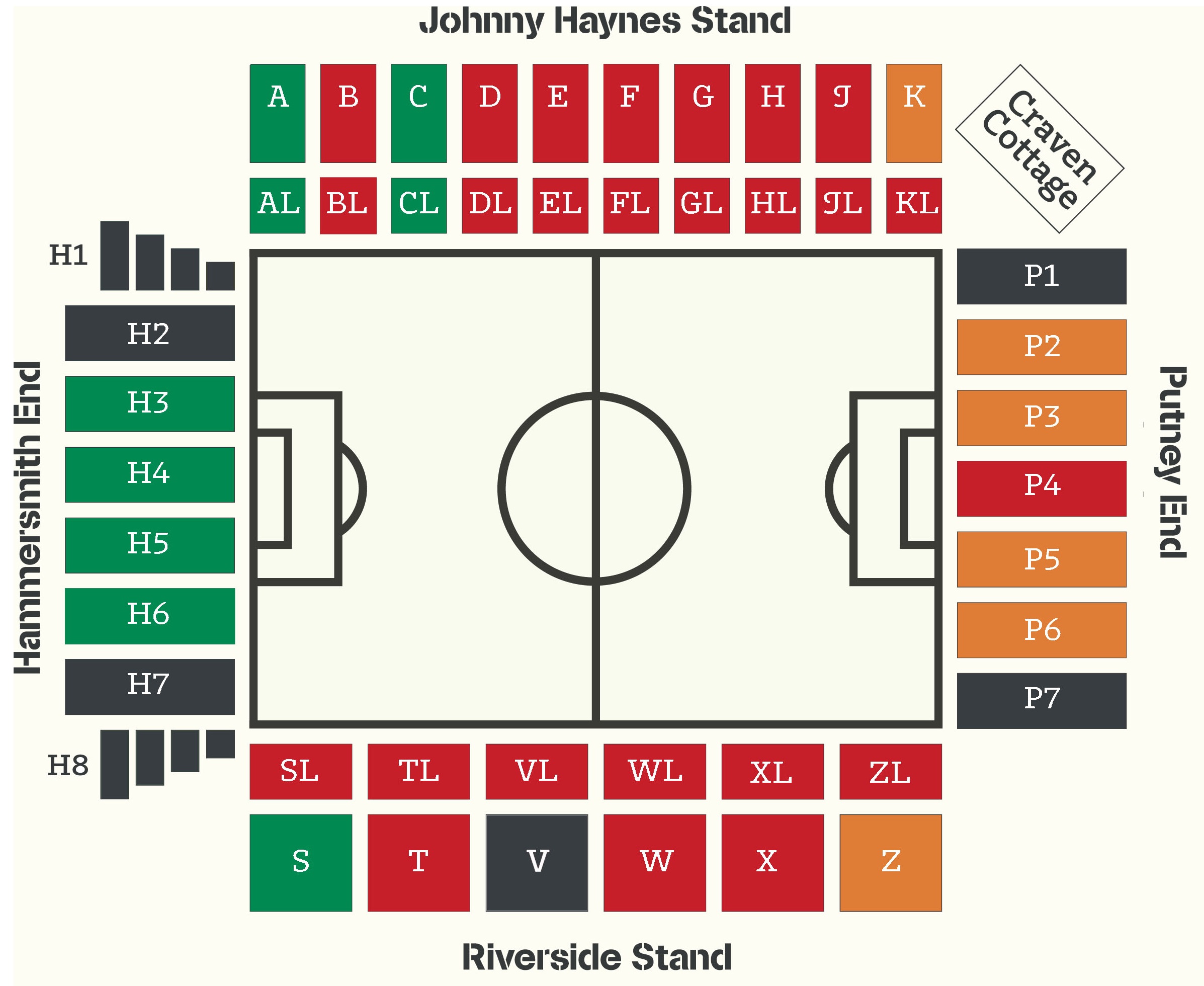 Craven Cottage seating plan