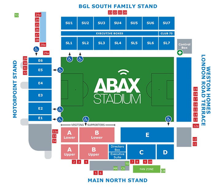 Weston Homes Stadium seating plan