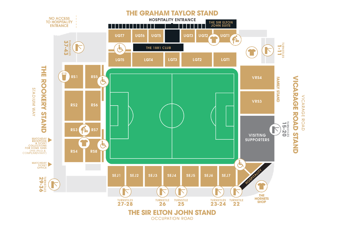 Vicarage Road seating plan